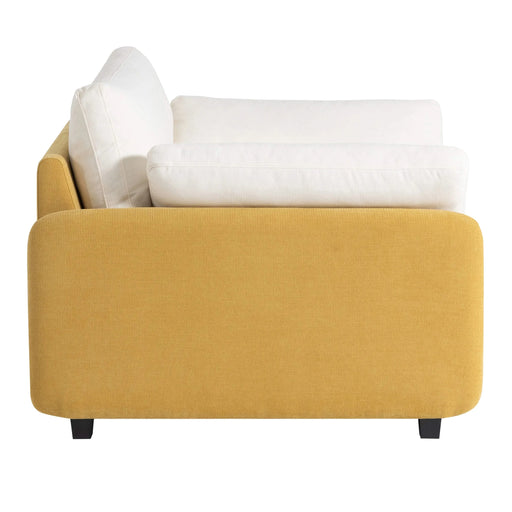 Modern Oversized Chenille Armchair with Color Blocking and Pillows, 50*43' in Cream and Yellow Default -DTYStore