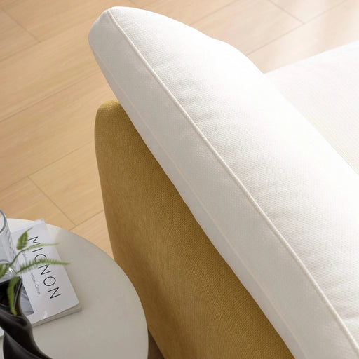 Modern Oversized Chenille Armchair with Color Blocking and Pillows, 50*43' in Cream and Yellow Default -DTYStore