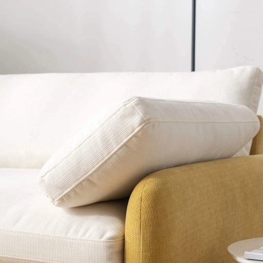 Modern Oversized Chenille Armchair with Color Blocking and Pillows, 50*43' in Cream and Yellow Default -DTYStore