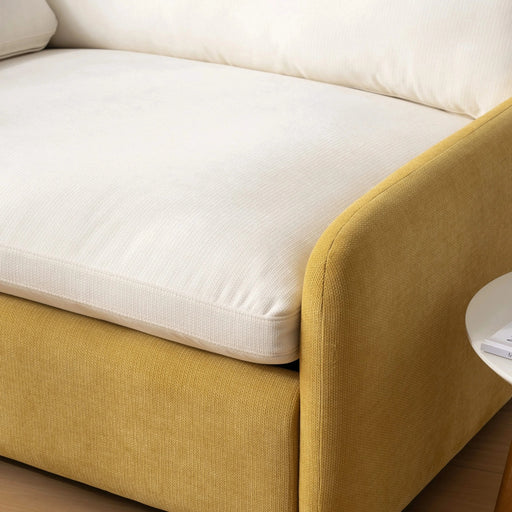 Modern Oversized Chenille Armchair with Color Blocking and Pillows, 50*43' in Cream and Yellow Default -DTYStore