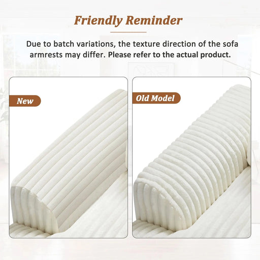 Modern Oversized U-shaped Sectional Sofa with Chaise Lounge in Beige Corduroy, 129' Default -DTYStore