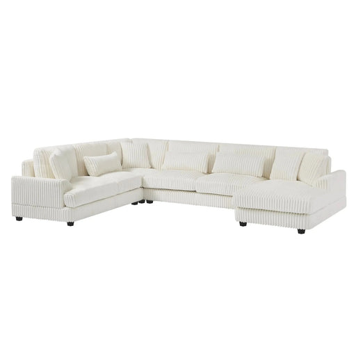 Modern Oversized U-shaped Sectional Sofa with Chaise Lounge in Beige Corduroy, 129' Default -DTYStore