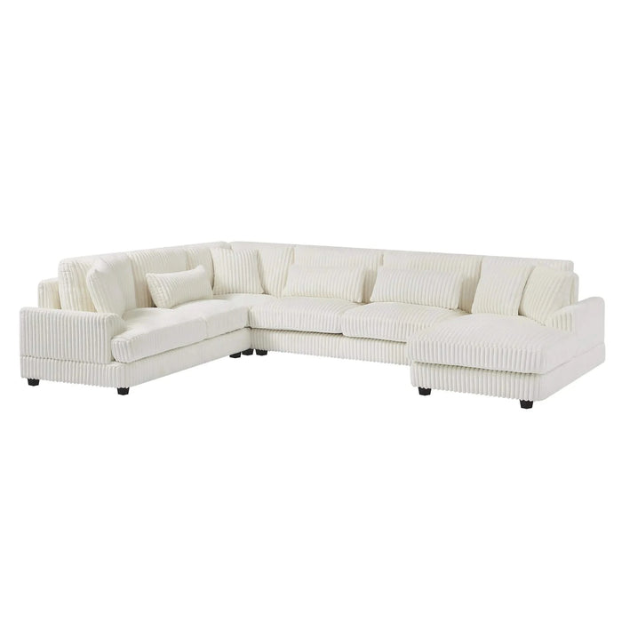 Modern Oversized U-shaped Sectional Sofa with Chaise Lounge in Beige Corduroy, 129' Default -DTYStore