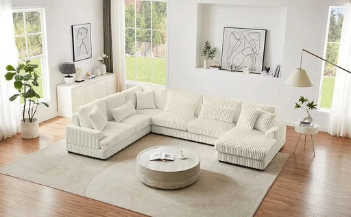 Modern Oversized U-shaped Sectional Sofa with Chaise Lounge in Beige Corduroy, 129' Default -DTYStore