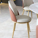 Modern PU Leather Dining Chairs Set of 2 with Gold Metal Legs, Beige Default -DTYStore