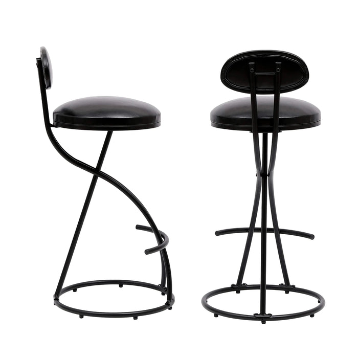Modern PU Leather Upholstered Counter Height Bar Stools with Footrest in Black, Set of 2 Default -DTYStore