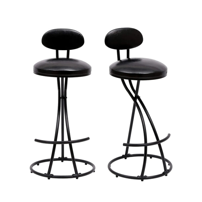 Modern PU Leather Upholstered Counter Height Bar Stools with Footrest in Black, Set of 2 Default -DTYStore