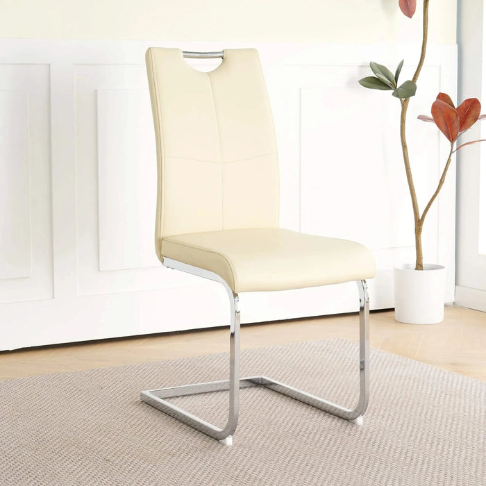 Modern PU dining chair living room chair upholstered chair, electroplated metal legs design, kitchen, living room, bedroom, dining room side chair (Set of 2) Default -DTYStore