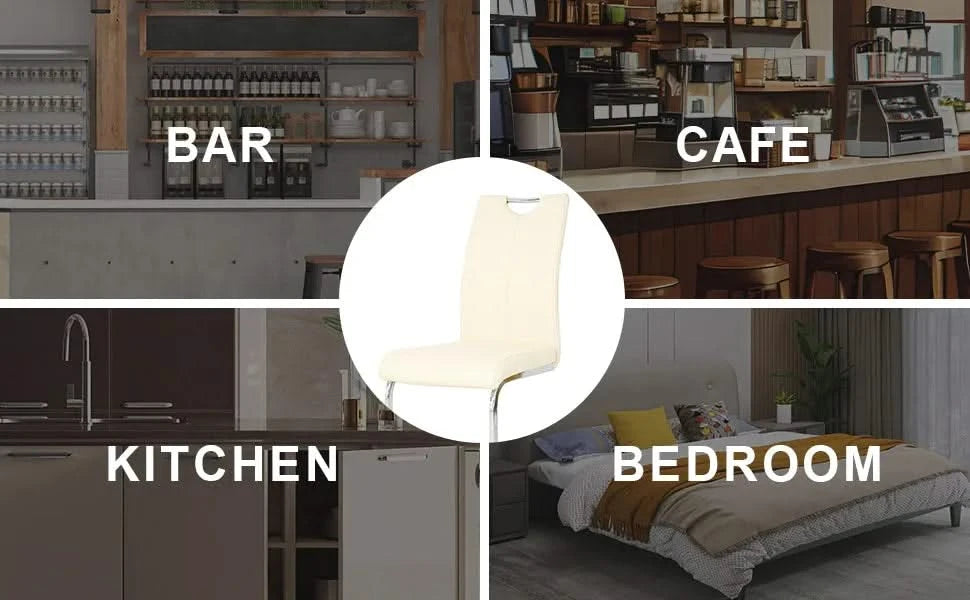 Modern PU dining chair living room chair upholstered chair, electroplated metal legs design, kitchen, living room, bedroom, dining room side chair (Set of 2) Default -DTYStore