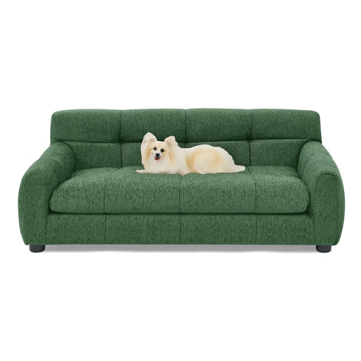 Modern Pet Sofa with Backrest and Armrests for Small and Medium Dogs - Green Linen Upholstery Default -DTYStore