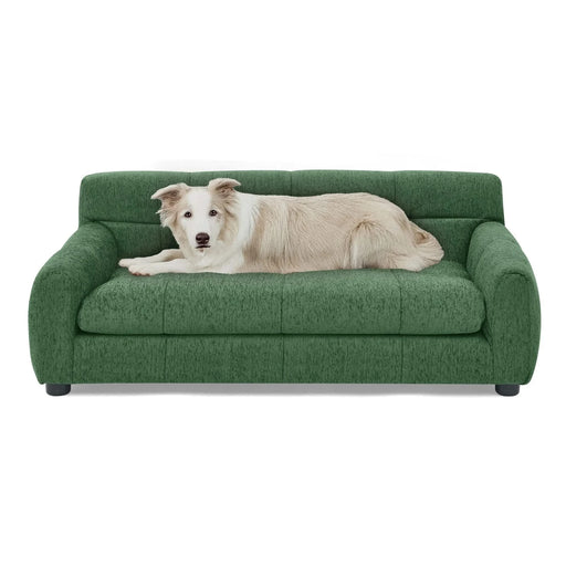 Modern Pet Sofa with Backrest and Armrests for Small and Medium Dogs - Green Linen Upholstery Default -DTYStore