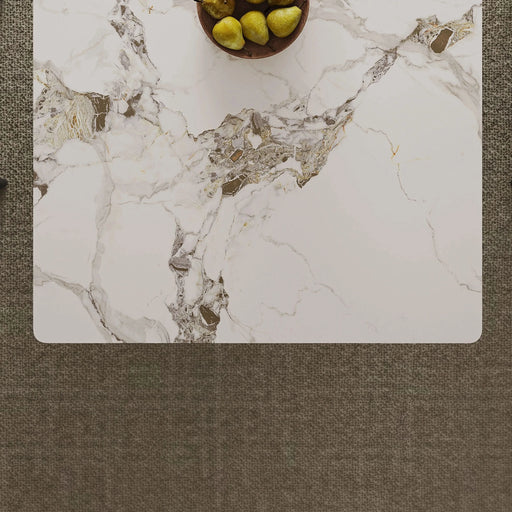 Modern Rectangular Dining Table with Stainless Steel Black Titanium Hourglass Base, Sintered Stone Top, 71 Inches Default -DTYStore