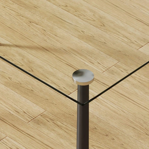 Modern Rectangular Glass Dining Table with Tempered Glass Top and Black Metal Legs for 4-6 People Default -DTYStore