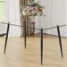 Modern Rectangular Glass Dining Table with Tempered Glass Top and Black Metal Legs for 4-6 People Default -DTYStore