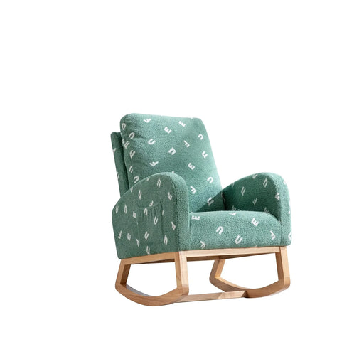Modern Rocking Chair for Nursery, Mid Century Accent Rocker Armchair with Side Pocket, Green Boucle, 26.8'W Default -DTYStore