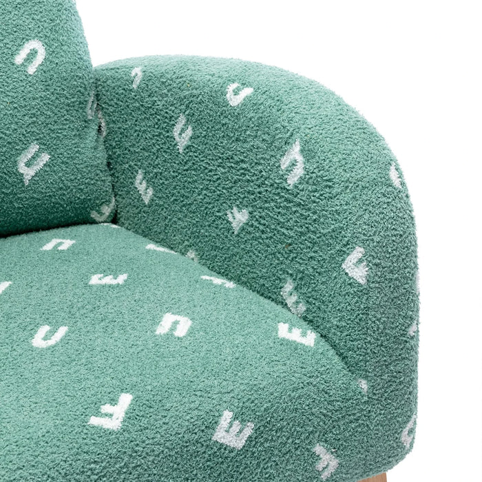 Modern Rocking Chair for Nursery, Mid Century Accent Rocker Armchair with Side Pocket, Green Boucle, 26.8'W Default -DTYStore