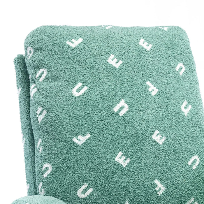 Modern Rocking Chair for Nursery, Mid Century Accent Rocker Armchair with Side Pocket, Green Boucle, 26.8'W Default -DTYStore