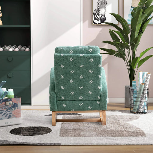 Modern Rocking Chair for Nursery, Mid Century Accent Rocker Armchair with Side Pocket, Green Boucle, 26.8'W Default -DTYStore