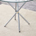 Modern Round Clear Glass Dining Table with Unique Silver Metal Legs for 4-6 People Default -DTYStore