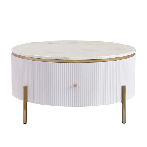 Modern Round Coffee Table with 2 large Drawers Storage Accent Table(31.5'') Default -DTYStore