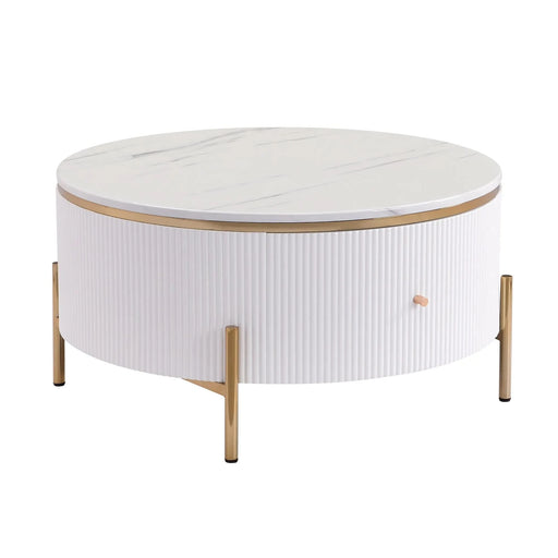 Modern Round Coffee Table with 2 large Drawers Storage Accent Table(31.5'') Default -DTYStore