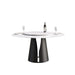 Modern Round Dining Table with Artificial Stone Top and Carbon Steel Base, Black & White, 59.05' Default -DTYStore