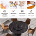 Modern Round Dining Table with Black Carbon Steel Base and Turntable, Sintered Stone, 59.05' Default -DTYStore