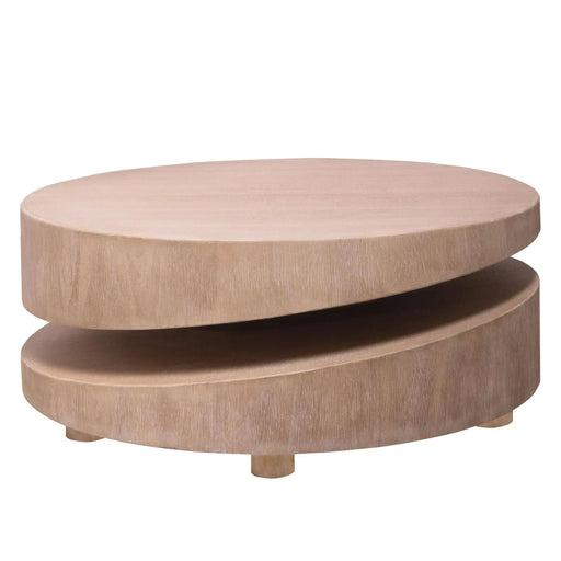 Modern Round Wood Coffee Table – 31.3 Natural Finish Accent Table for Living Room Default -DTYStore