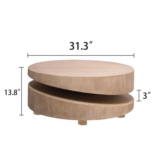 Modern Round Wood Coffee Table – 31.3 Natural Finish Accent Table for Living Room Default -DTYStore