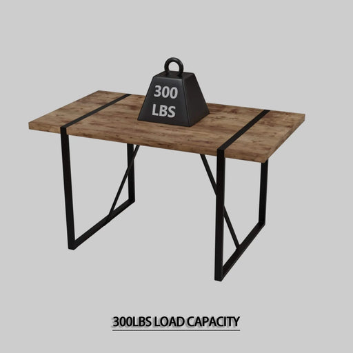 Modern Rural Industrial Dining Table, 55' Rectangular MDF Dark Wood with Metal Legs, Seats 4-6 Default -DTYStore