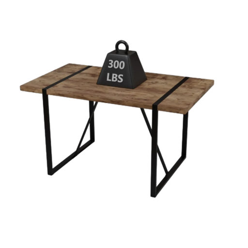 Modern Rural Industrial Dining Table, 55' Rectangular MDF Dark Wood with Metal Legs, Seats 4-6 Default -DTYStore