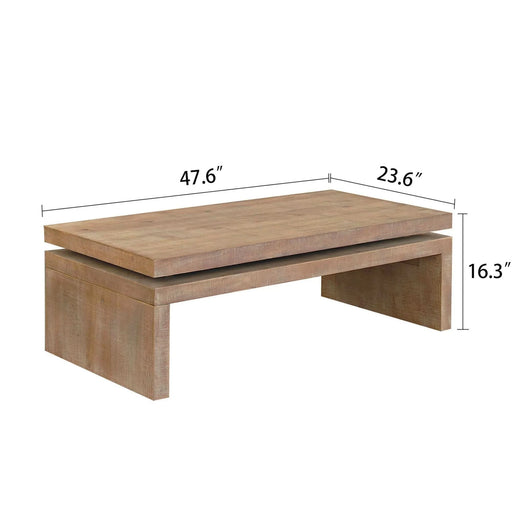 Modern Rustic Wood Coffee Table – Rectangular Living Room Center Table with Floating Top Design 47.6' L * 23.6' W * 16.3' H Default -DTYStore