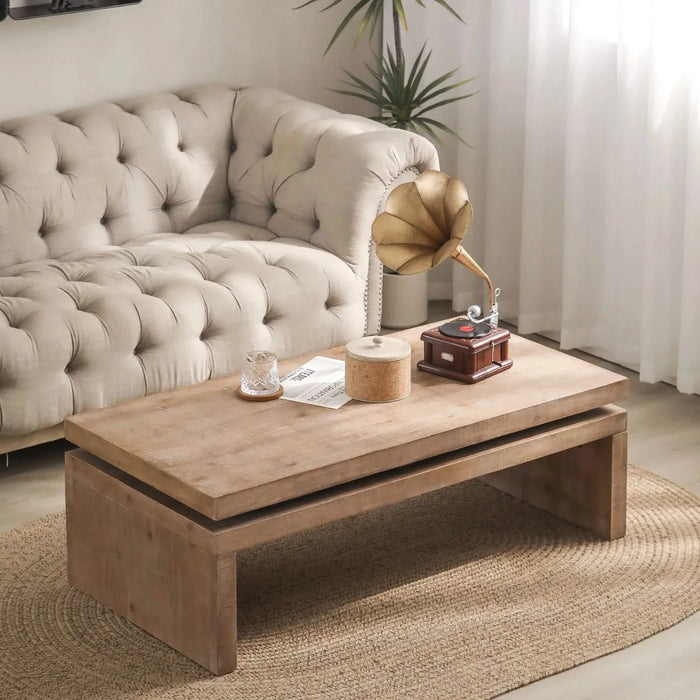 Modern Rustic Wood Coffee Table – Rectangular Living Room Center Table with Floating Top Design 47.6' L * 23.6' W * 16.3' H Default -DTYStore