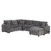 Modern Sectional Sofa Pull-out Sleeper with Storage Ottoman, USB Charging, Grey Tweed Chenille, 112.2' Default -DTYStore