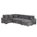 Modern Sectional Sofa Pull-out Sleeper with Storage Ottoman, USB Charging, Grey Tweed Chenille, 112.2' Default -DTYStore