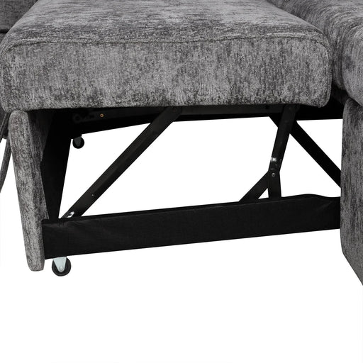 Modern Sectional Sofa Pull-out Sleeper with Storage Ottoman, USB Charging, Grey Tweed Chenille, 112.2' Default -DTYStore