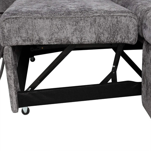 Modern Sectional Sofa Pull-out Sleeper with Storage Ottoman, USB Charging, Grey Tweed Chenille, 112.2' Default -DTYStore