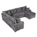 Modern Sectional Sofa Pull-out Sleeper with Storage Ottoman, USB Charging, Grey Tweed Chenille, 112.2' Default -DTYStore