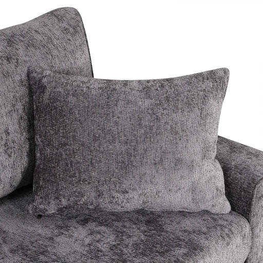 Modern Sectional Sofa Pull-out Sleeper with Storage Ottoman, USB Charging, Grey Tweed Chenille, 112.2' Default -DTYStore