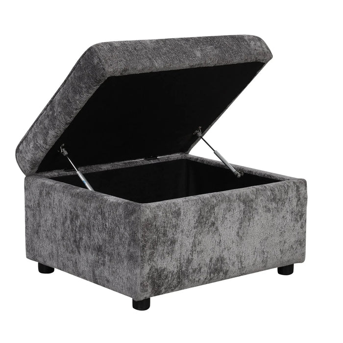 Modern Sectional Sofa Pull-out Sleeper with Storage Ottoman, USB Charging, Grey Tweed Chenille, 112.2' Default -DTYStore