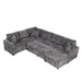 Modern Sectional Sofa Pull-out Sleeper with Storage Ottoman, USB Charging, Grey Tweed Chenille, 112.2' Default -DTYStore