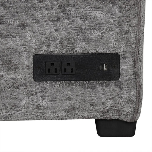 Modern Sectional Sofa Pull-out Sleeper with Storage Ottoman, USB Charging, Grey Tweed Chenille, 112.2' Default -DTYStore