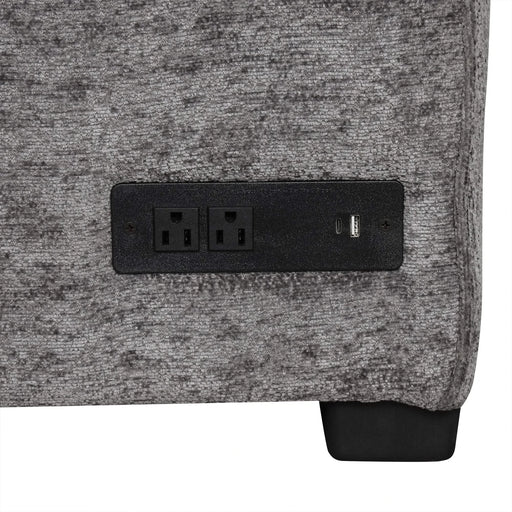 Modern Sectional Sofa Pull-out Sleeper with Storage Ottoman, USB Charging, Grey Tweed Chenille, 112.2' Default -DTYStore