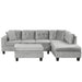 Modern Sectional Sofa with Storage Ottoman, L-Shape Couch with 2 Pillows and Cup Holders, Gray Velvet, 105 inch Default -DTYStore