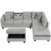 Modern Sectional Sofa with Storage Ottoman, L-Shape Couch with 2 Pillows and Cup Holders, Gray Velvet, 105 inch Default -DTYStore