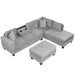 Modern Sectional Sofa with Storage Ottoman, L-Shape Couch with 2 Pillows and Cup Holders, Gray Velvet, 105 inch Default -DTYStore