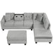 Modern Sectional Sofa with Storage Ottoman, L-Shape Couch with 2 Pillows and Cup Holders, Gray Velvet, 105 inch Default -DTYStore