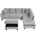 Modern Sectional Sofa with Storage Ottoman, L-Shape Couch with 2 Pillows and Cup Holders, Gray Velvet, 105 inch Default -DTYStore
