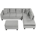 Modern Sectional Sofa with Storage Ottoman, L-Shape Couch with 2 Pillows and Cup Holders, Gray Velvet, 105 inch Default -DTYStore