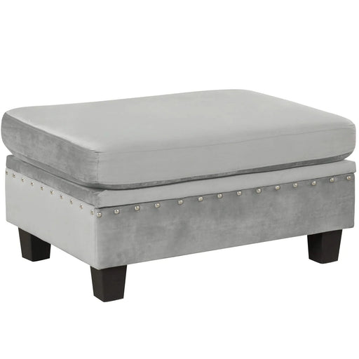 Modern Sectional Sofa with Storage Ottoman, L-Shape Couch with 2 Pillows and Cup Holders, Gray Velvet, 105 inch Default -DTYStore